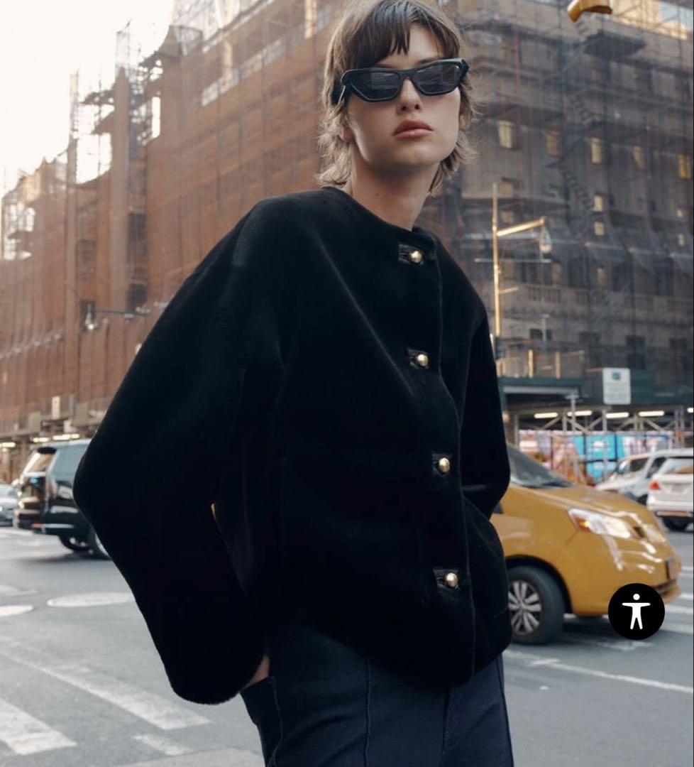 ZARA フェイクファー ジャケット ZW COLLECTION ブラックM