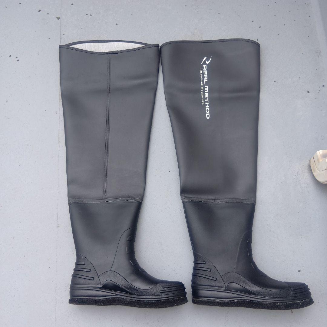 REAL METHOD フィッシングブーツ ブラック 膝上