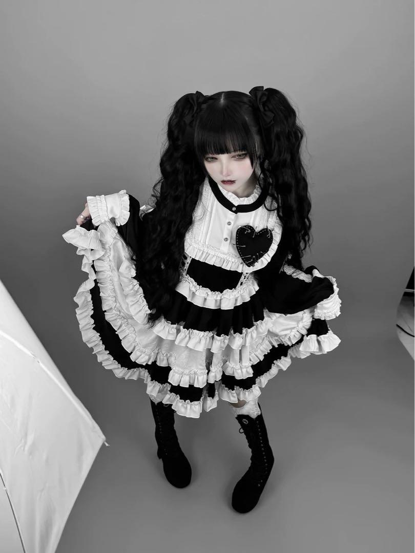 Dimmoire フリルに埋もれて見る悪夢ドレス black x white - メルカリ