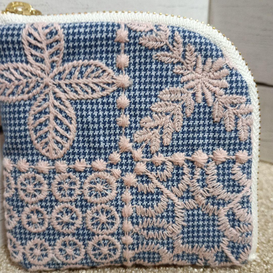 ミナペルホネン　ハンドメイド　L字ポーチ　アネモネ ミナペルホネン フォレストウェーブ ハンドメイドL字ファスナーポーチ