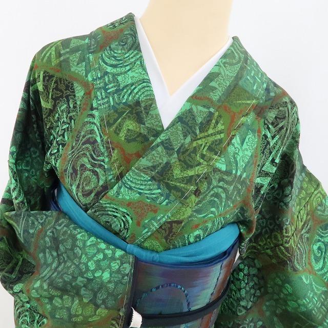 新品 前田仁仙 落款 更紗 胴抜き仕立て 着物 正絹 仕付け糸付 新品 前田仁仙 落款 更紗 胴抜き仕立て 着物 正絹 仕付け糸付