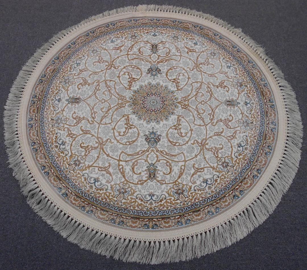 立体柄、144万ノット！高密度 本場イラン産 絨毯！円形100cm‐200441