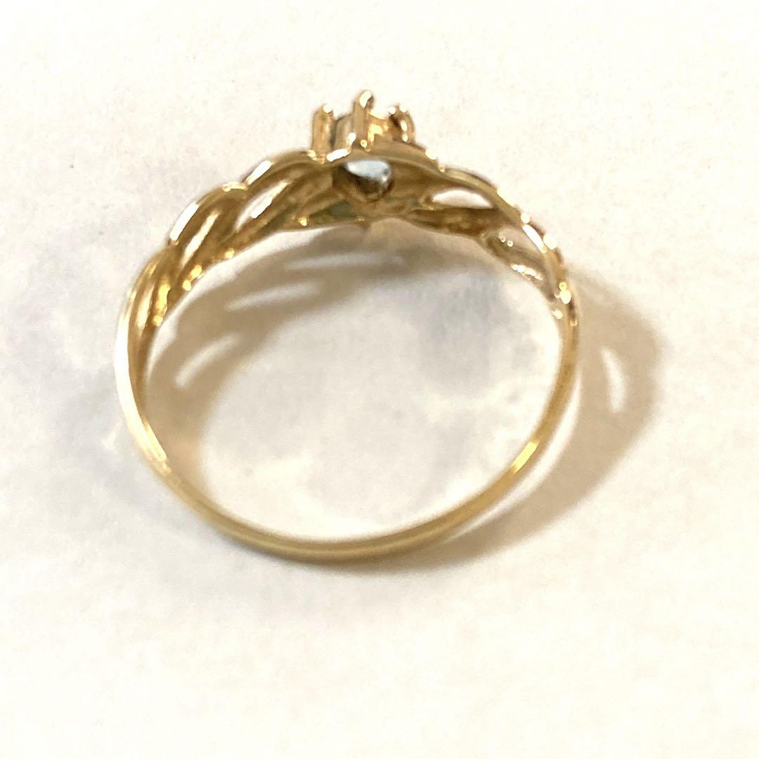 k18  アクアマリン　リング　１４号　美品