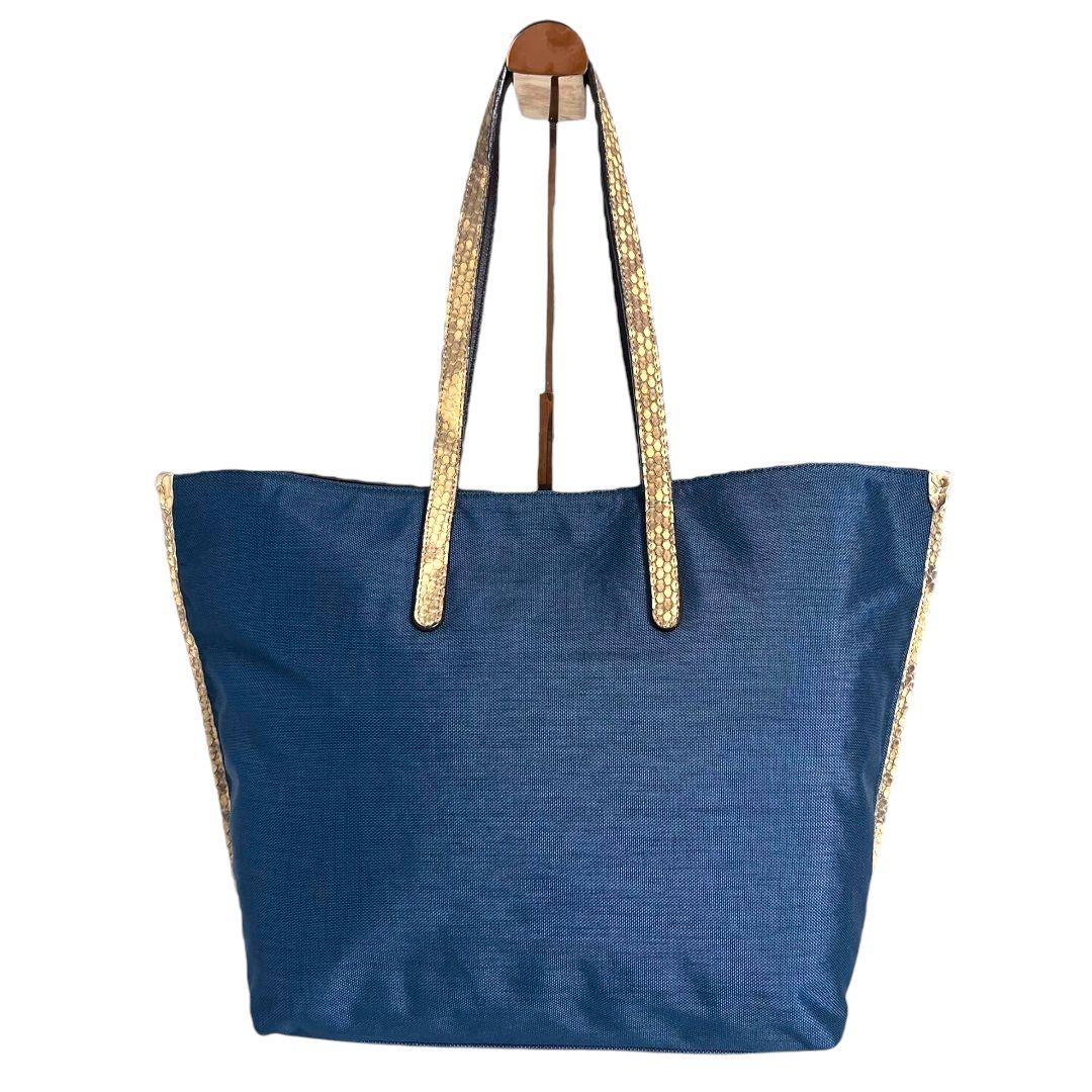 未使用級 ヴィアドアン A4可 トートバッグ ナイロン パイソン 肩掛 ネイビー 未使用級 ヴィアドアン A4可 トートバッグ ナイロン パイソン 肩掛 ネイビー