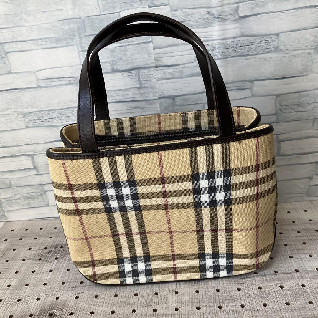 BURBERRY　バーバリーロンドン　ハンドバッグ　PVC　ノバチェック 未使用品 バーバリーロンドン ノバチェック ハンドバッグ レザー PVC