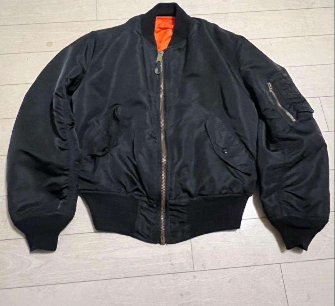 90s MA-1 usa製　ideal ジッパー　ブラック　黒タグ　アルファ社