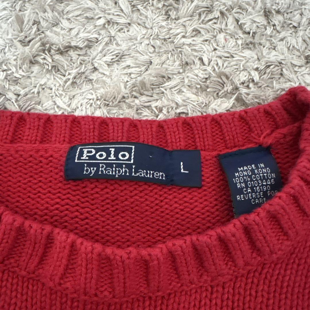 Polo by Ralph Lauren 赤 ニット Lサイズ - メルカリ