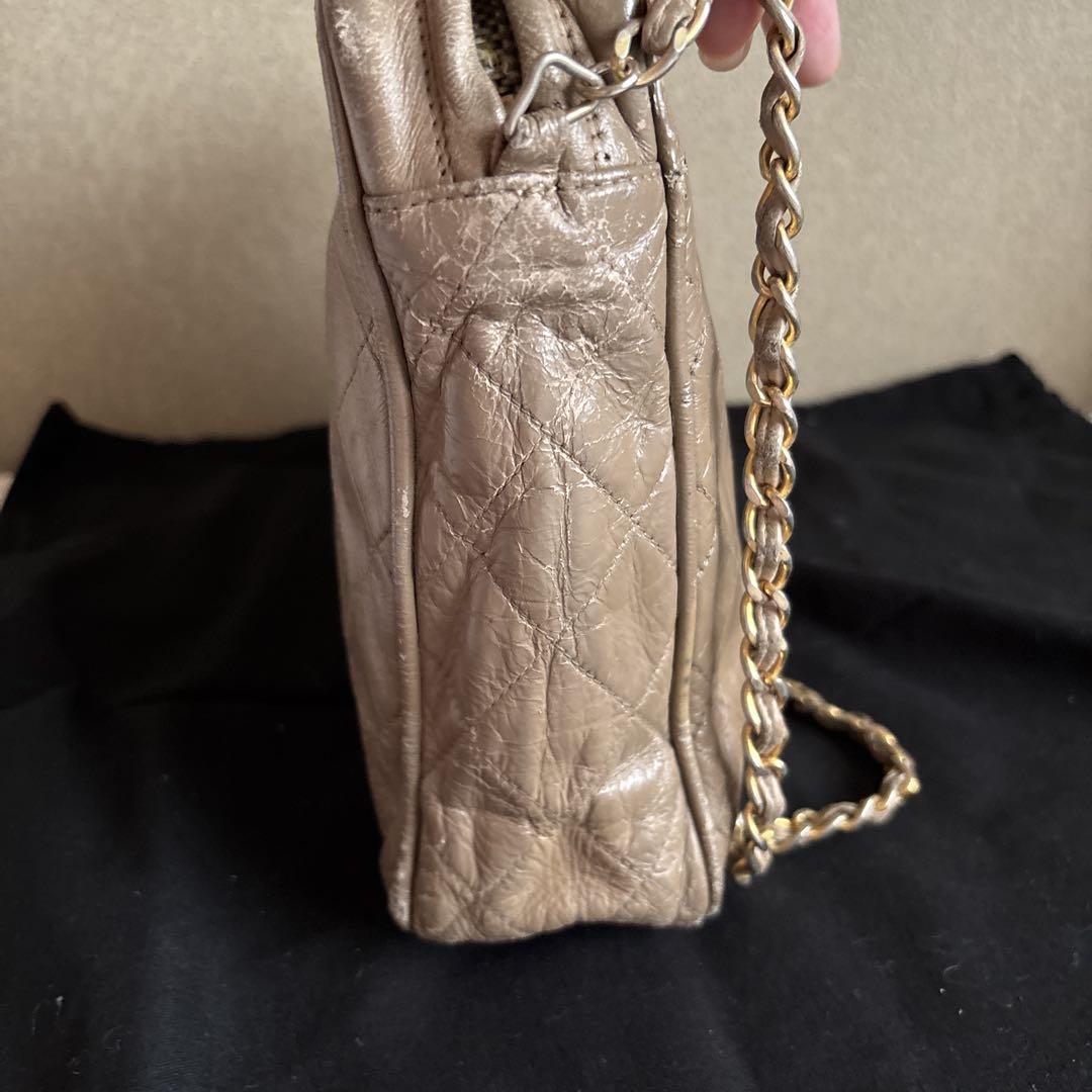 ◆シャネル マトラッセチェーンショルダーバッグ フリンジ ラムスキン/グレージュ ◇シャネル マトラッセチェーンショルダーバッグ フリンジ