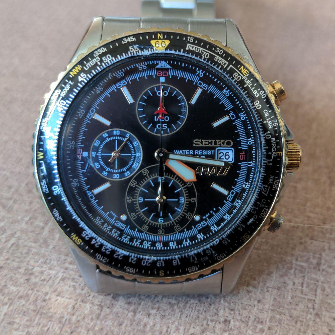 セイコー　SEIKO　パイロット　ANAコラボ　クロノグラフ　稼働品