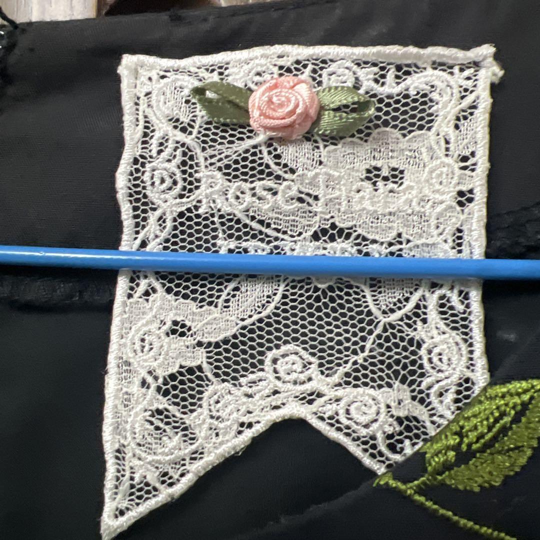 ローズティアラ　さくらんぼ刺繍ワンピース 46 黒　チェリー刺繍