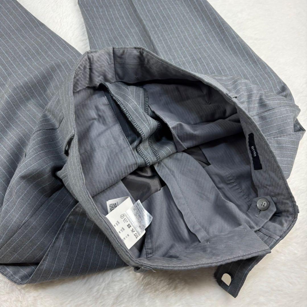 美品/上質 HUGO BOSS x DELFINO スーツ ストライプ グレー