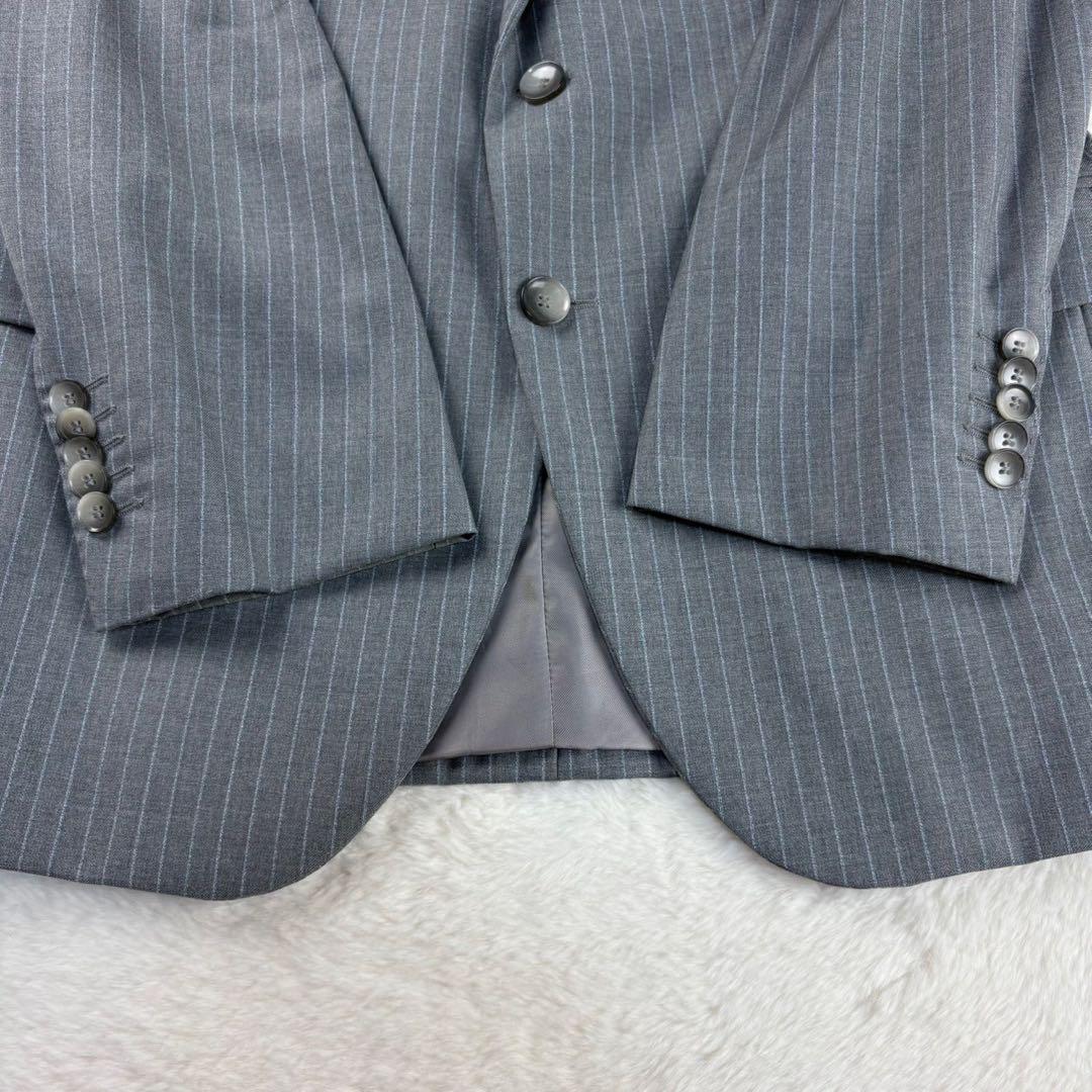美品/上質 HUGO BOSS x DELFINO スーツ ストライプ グレー