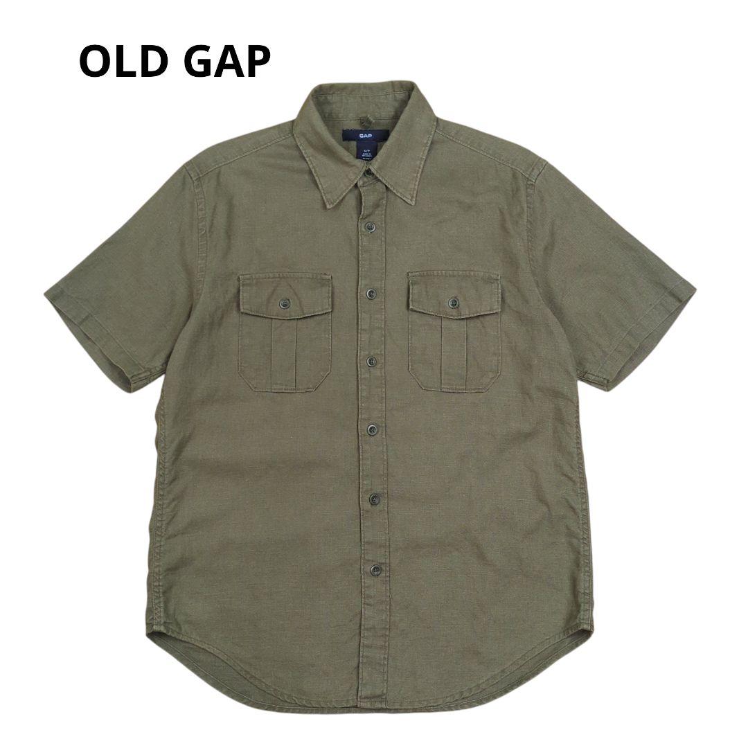 希少】00s OLD GAP リネン100% 半袖オープンカラーシャツ XL