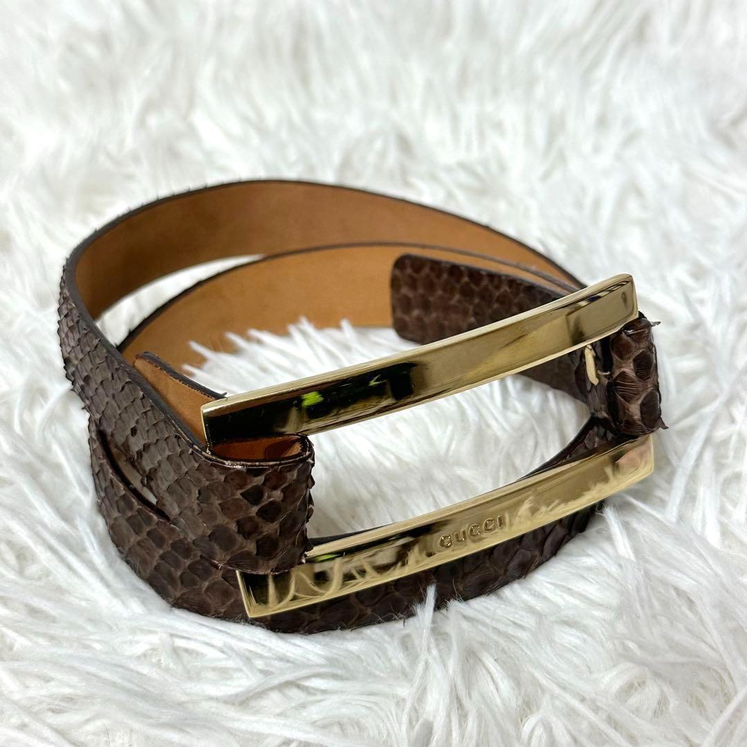 極美品✨ GUCCI ゴールド Gバックル 本革 レザー ベルト ユニ