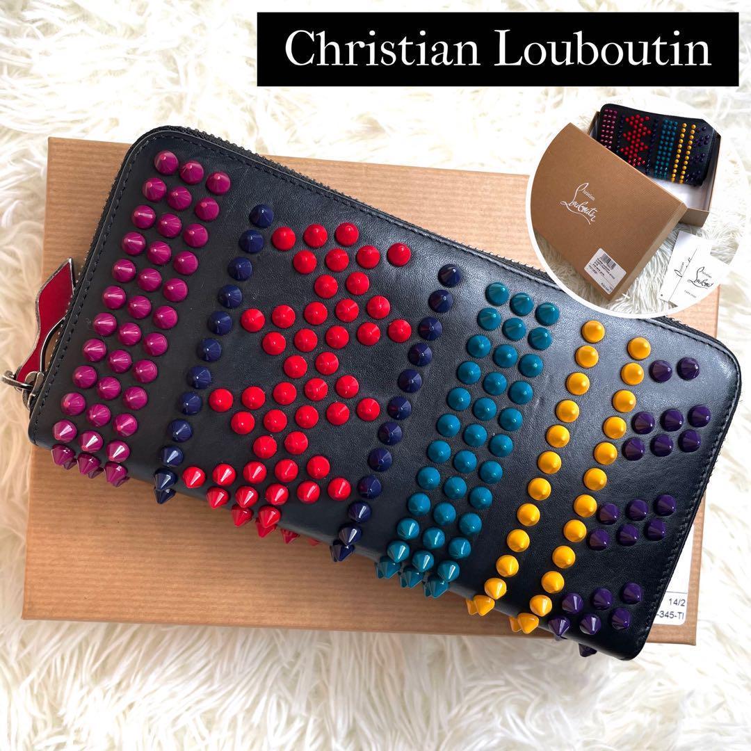 ⋟希少品⋞ / クリスチャンルブタン レインボースタッズジッピーウォレット