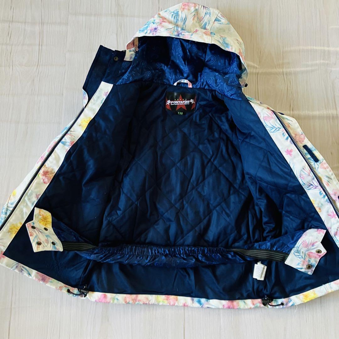#J1✨美品 ポンタペス✨スキー スノボ ウェア 上下 130 女の子 雪遊び