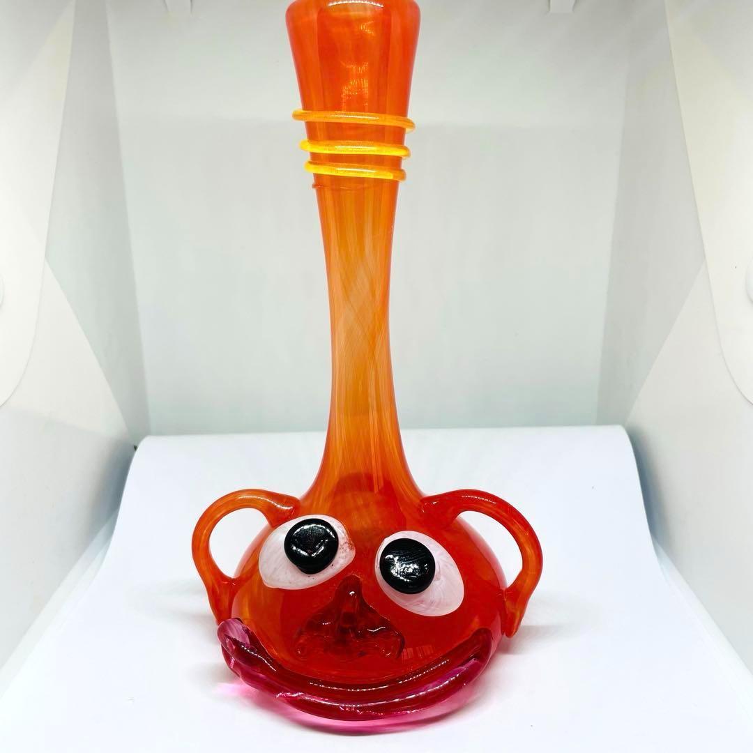 【ハクション大魔王風】ガラス製 壺 オブジェ 高さ19cm