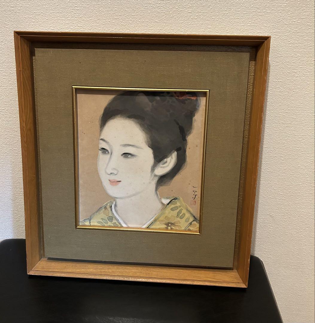 和装　美人画　額縁付