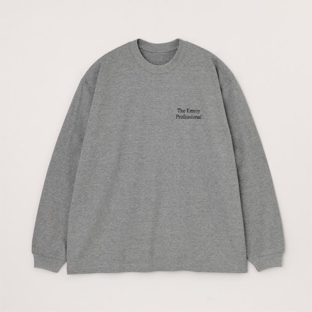 ENNOY L/S BORDER T-SHIRTS (GRAY × BLACK)