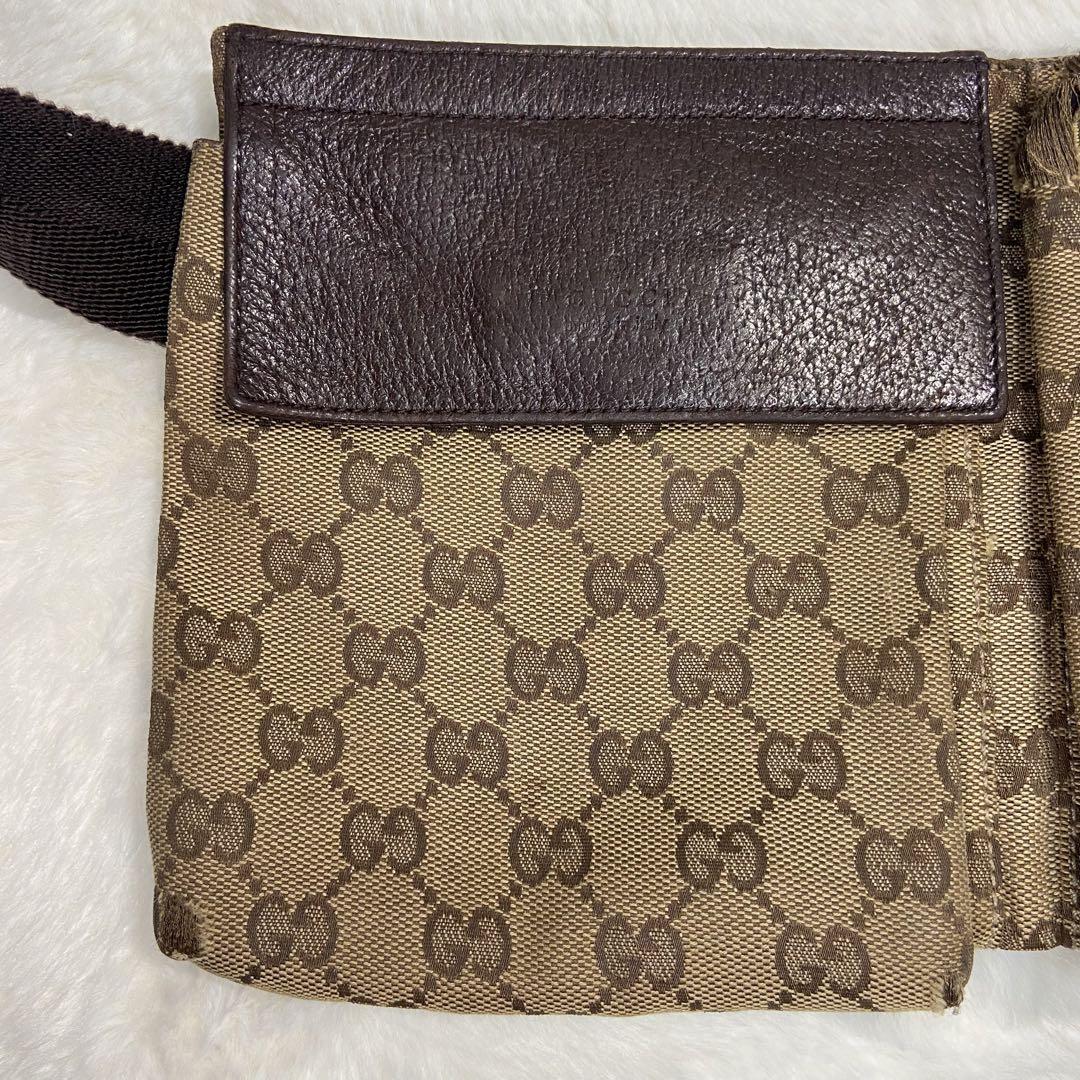 グッチ GUCCI ウエストポーチ ボディバッグ GGキャンバス ブラウン