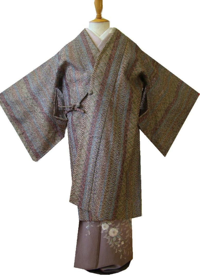 つづら織 ロング寸 道中着 正絹 未使用 162cm～168cm Cｓ1282