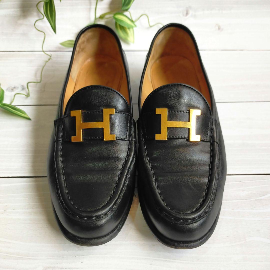 HERMES エルメス ローファー コンスタンス Hロゴ 黒 革靴 36.5 HERMES エルメス ローファー コンスタンス Hロゴ 黒 革靴 36.5