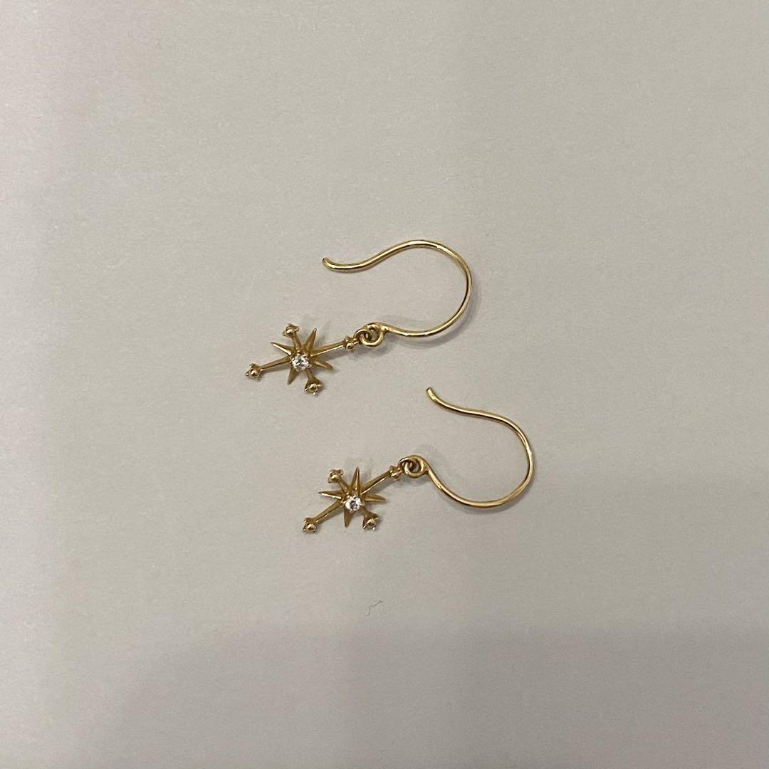スタージュエリー ダイヤモンド クロッシングスターピアス K18ゴールド