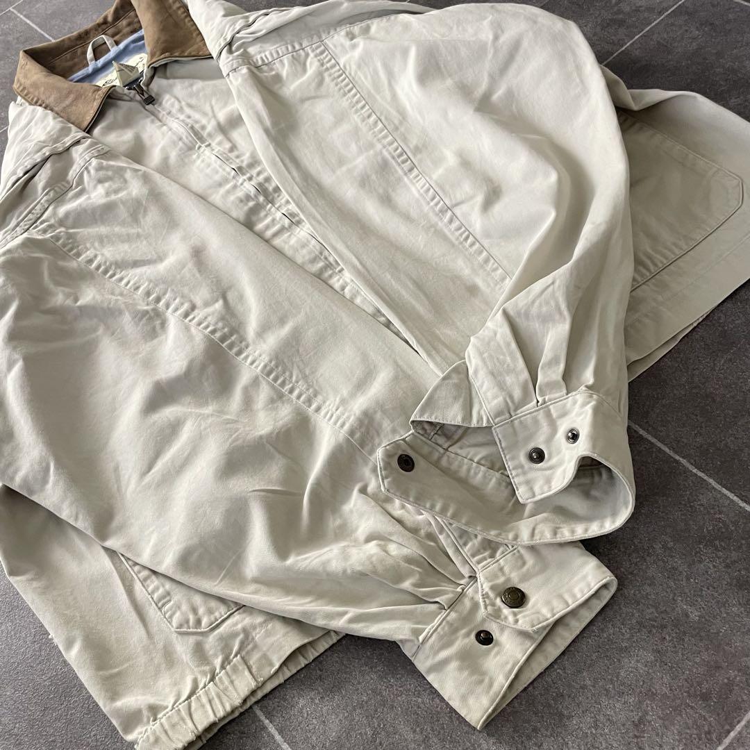 -90's Edie bauer 襟レザー ZIP ショートブルゾン