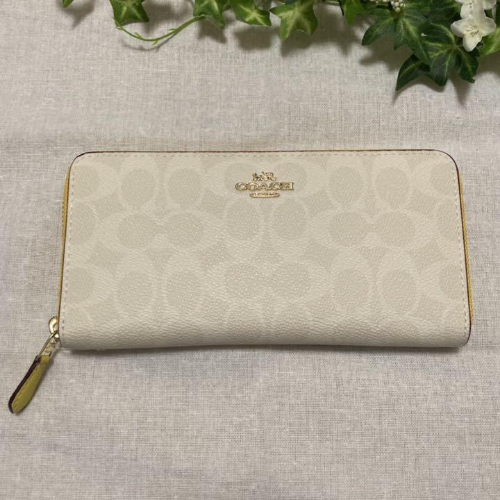 される 白 コーチ COACH coach 長財布 4y2dM-m70177832195 黄色 F814 新品正規品 Ⓝこちらはア