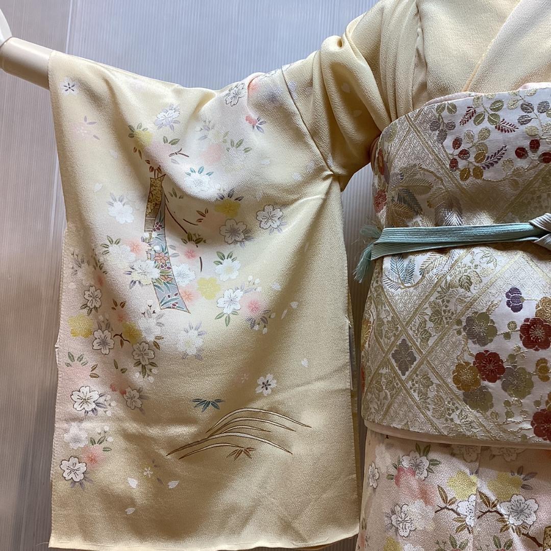 訪問着 お仕立て付き 正絹 手描京友禅 古典短冊花文様柄 新品 ho216t