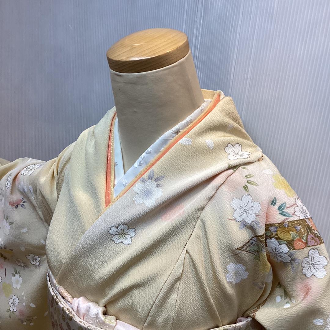 訪問着 お仕立て付き 正絹 手描京友禅 古典短冊花文様柄 新品 ho216t