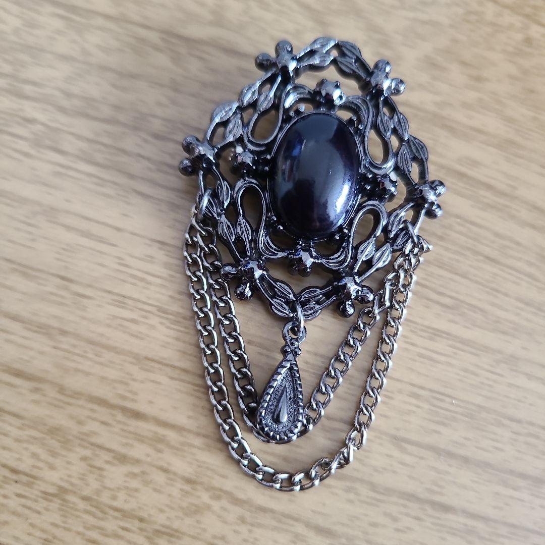 中古【 ブローチ 】コサージュ ブラック 黒 昭和レトロ
