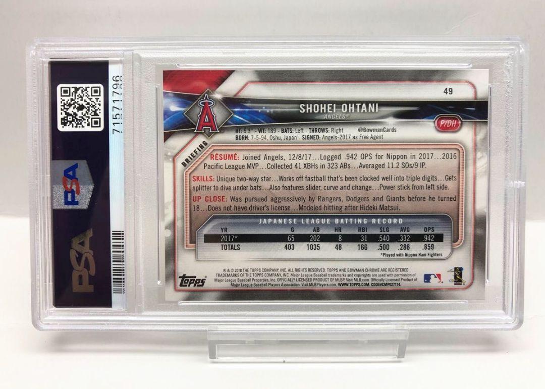 美品【PSA10鑑定済】大谷翔平 2018 Bowman ルーキー #49 RC