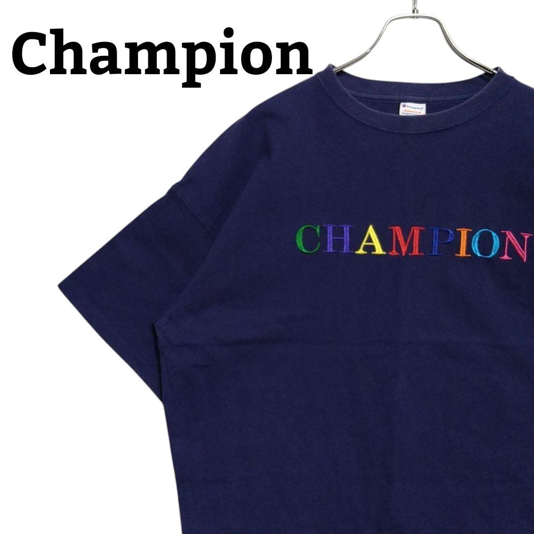 【カラフル刺繍ロゴ】Champion チャンピオン 半袖 シャツ