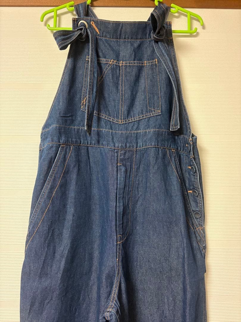 Cotton linen denim salopette