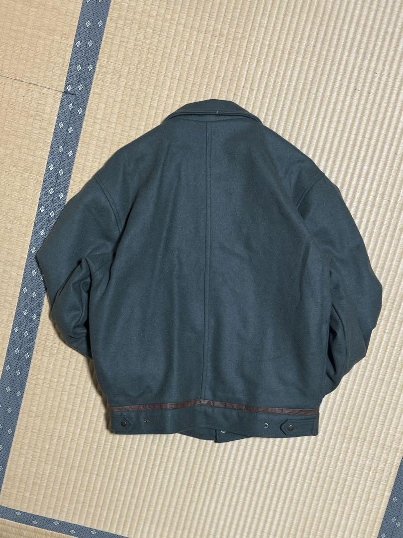 ジャケット ブルゾン 老舗 レア 希少 短丈 レザー ウール 切り替え