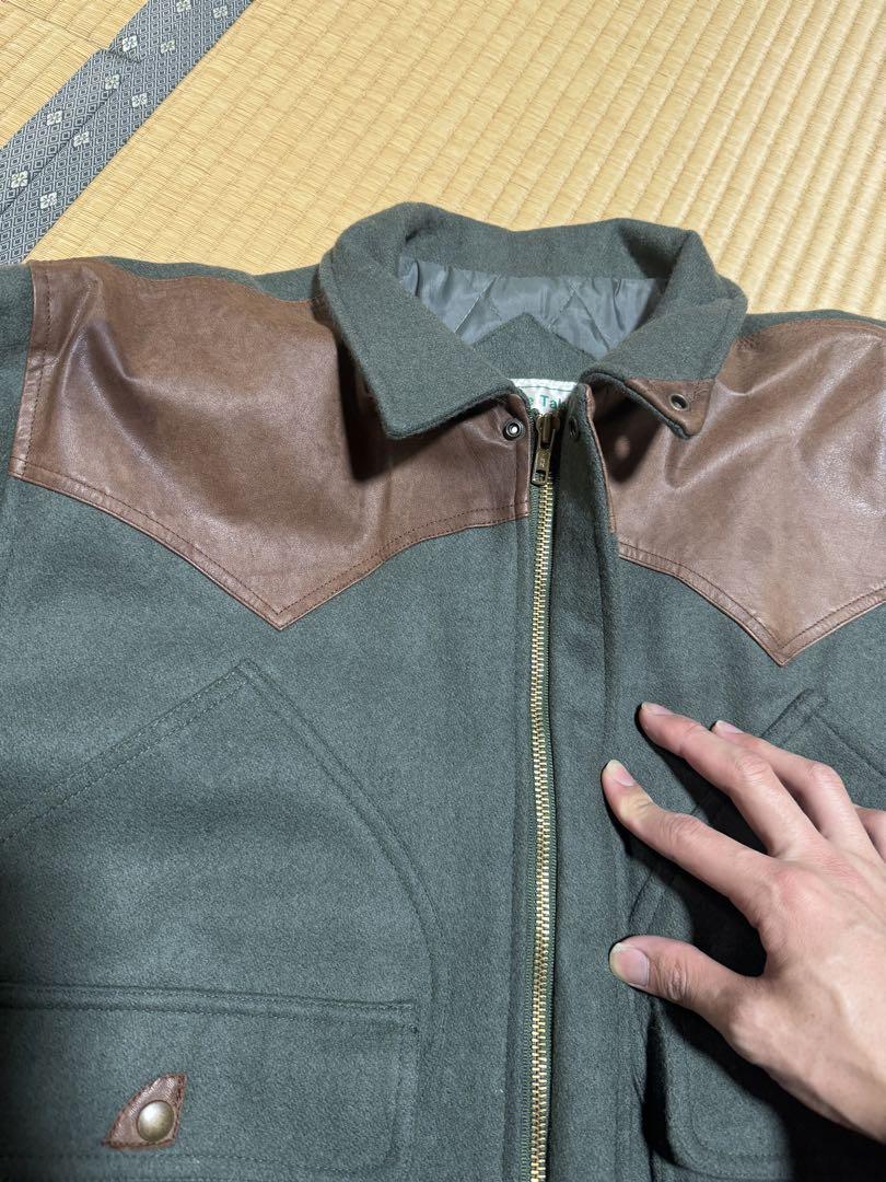 ジャケット ブルゾン 老舗 レア 希少 短丈 レザー ウール 切り替え