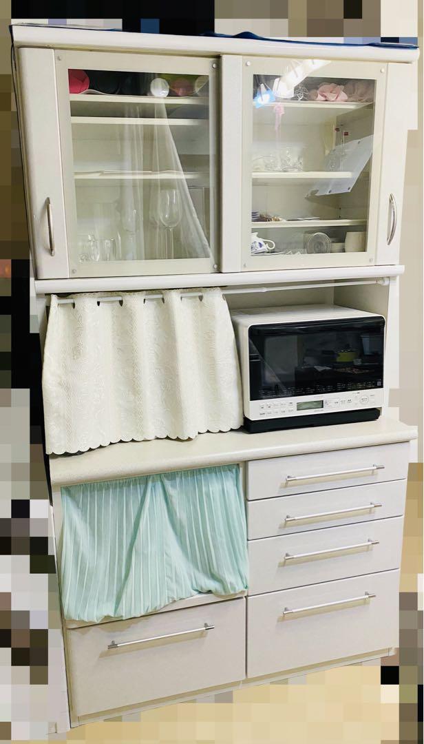 食器棚 カップボード レンジ台(姿見付き) 画像1