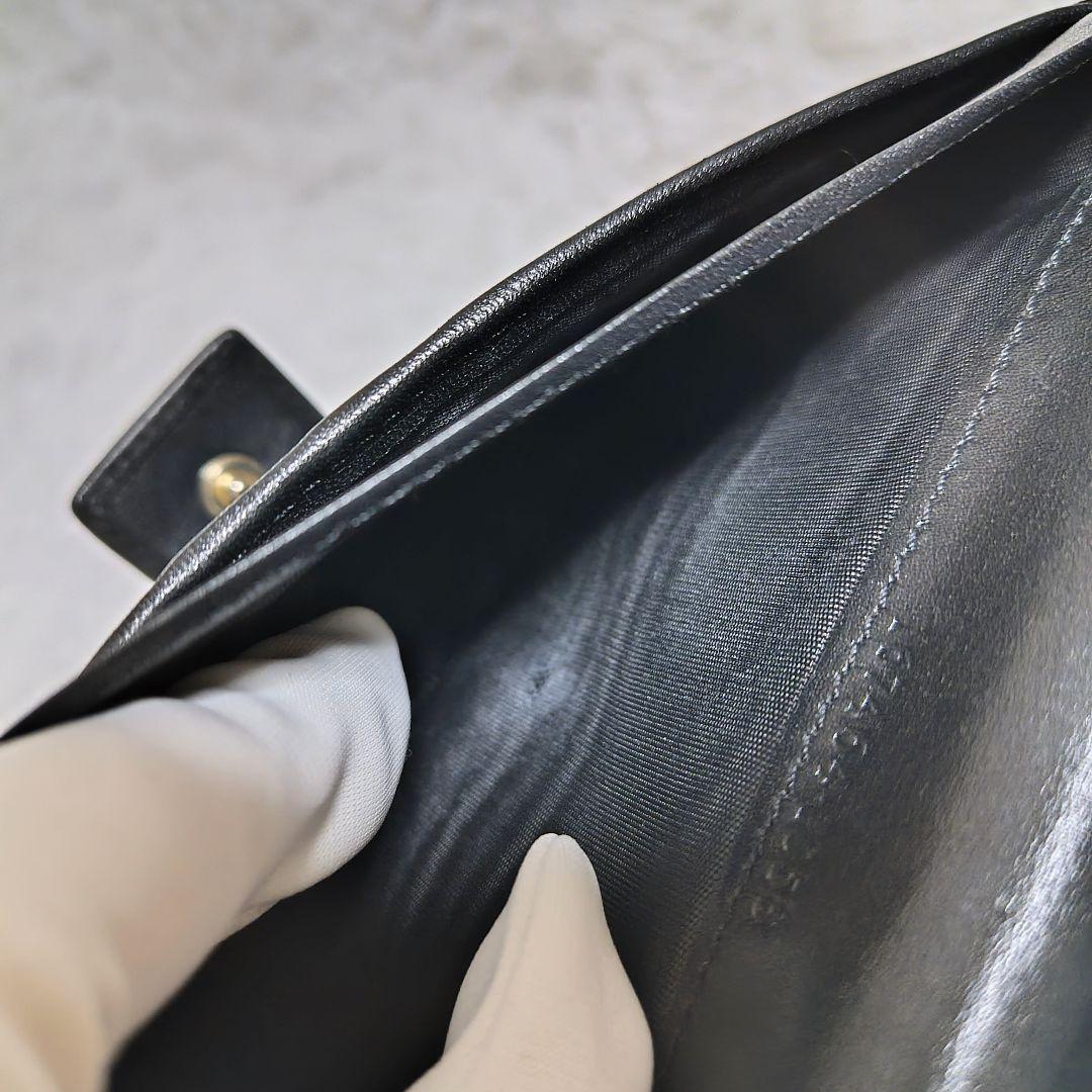 GUCCIグッチ♡レザー長財布 グッチシマ リボン ゴールド金具 黒