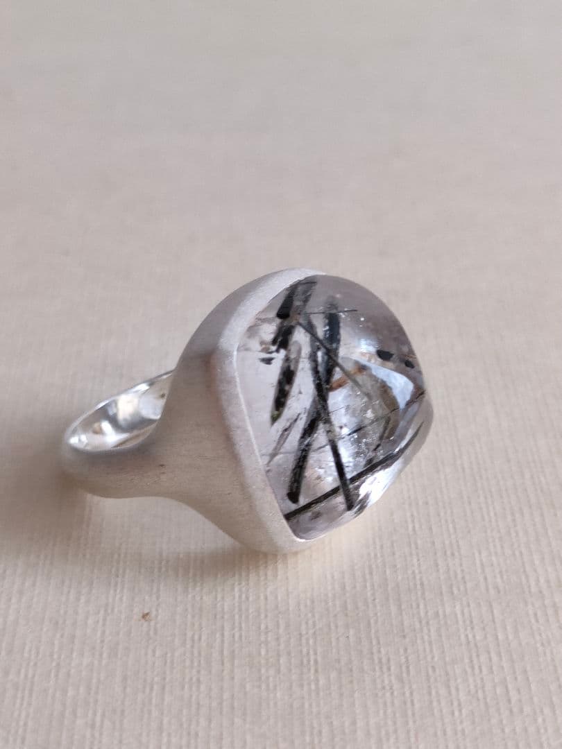 ブラックルチルクォーツ リング シルバー925 Olivia sign 未使用 ブラックルチルクォーツ リング シルバー925 Olivia sign 未使用