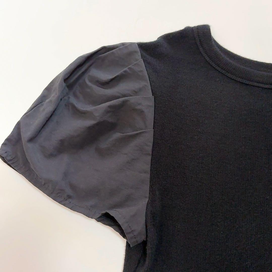 BORDERS at BALCONY RIB PUFF TEE　 ブラック　黒