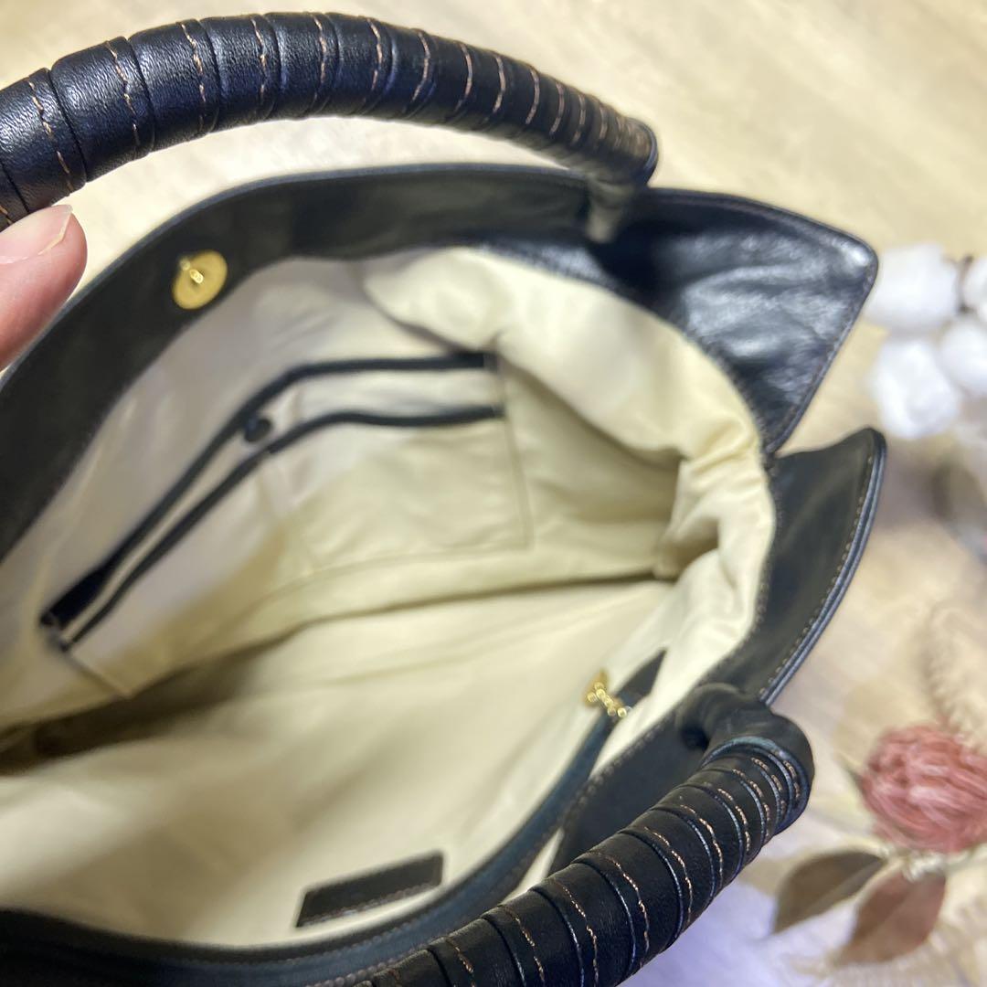 キタムラ Kロゴ ハンドルステッチ セミショルダー バッグ 黒