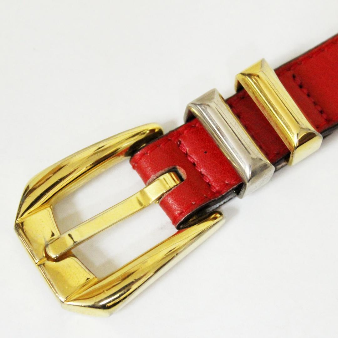 激レア 美品 VERSACE ヴェルサーチ ベルト メデューサ レザー レッド