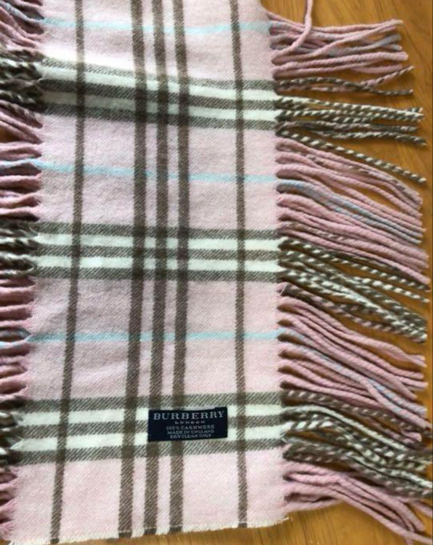 BURBERRY カシミヤ マフラー ピンク系 チェック