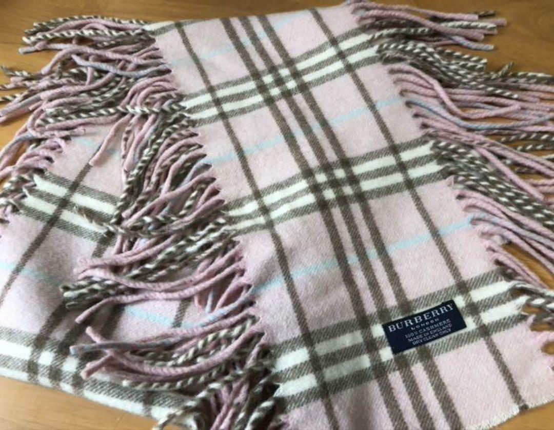 BURBERRY カシミヤ マフラー ピンク系 チェック