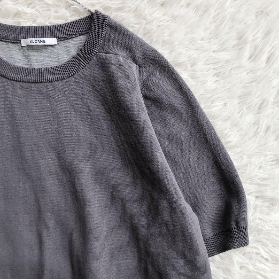 極美品★スローン グレー  クルーネック ダブルフェイスセミラグランクルーネック