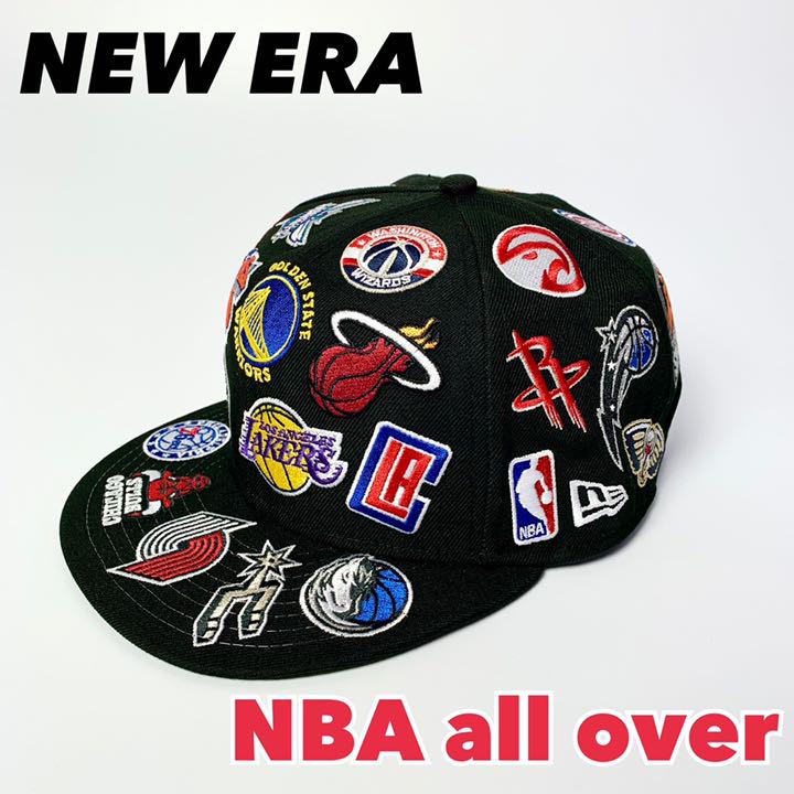 【限定品】ニューエラ キャップ 黒 NBA ロゴ オールオーバー フリーサイズ 【限定品】ニューエラ キャップ 黒 NBA ロゴ オールオーバー フリーサイズ