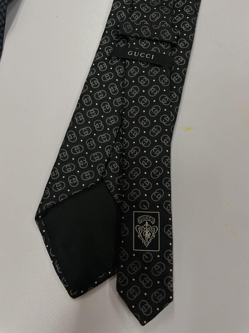 GUCCI シルク ネクタイ 黒 ロゴ