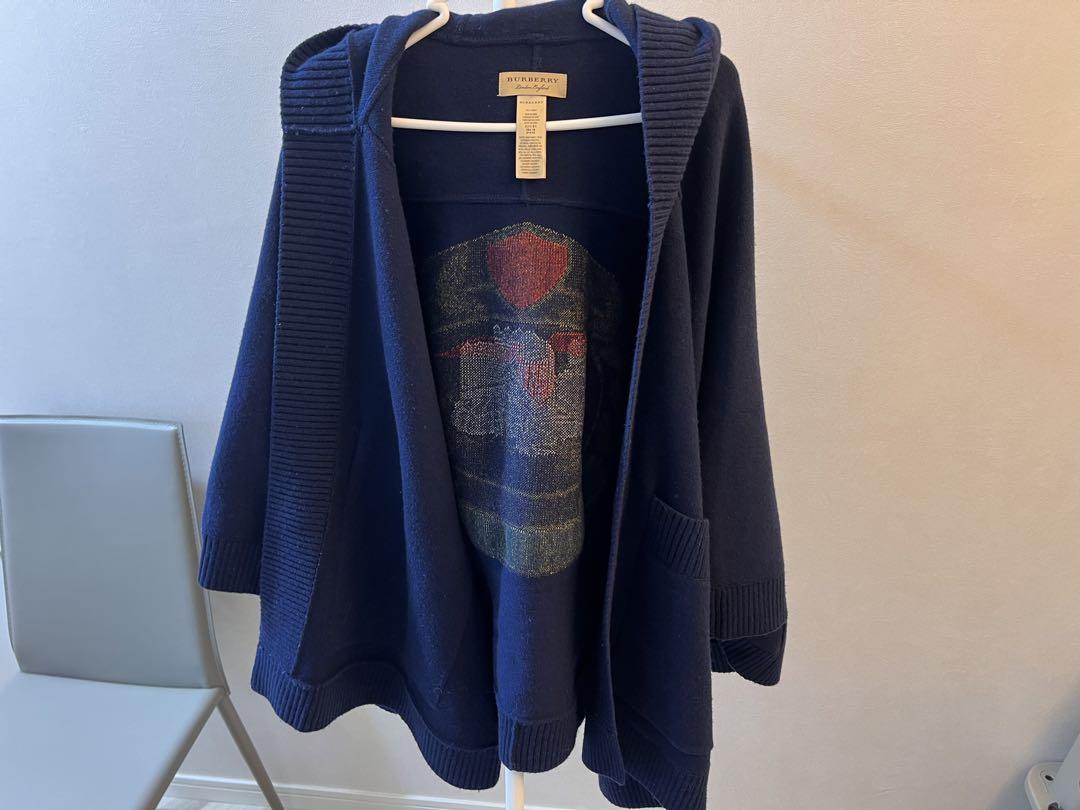 バーバリー クレスト ロゴ ウール カシミア フード付きケープ