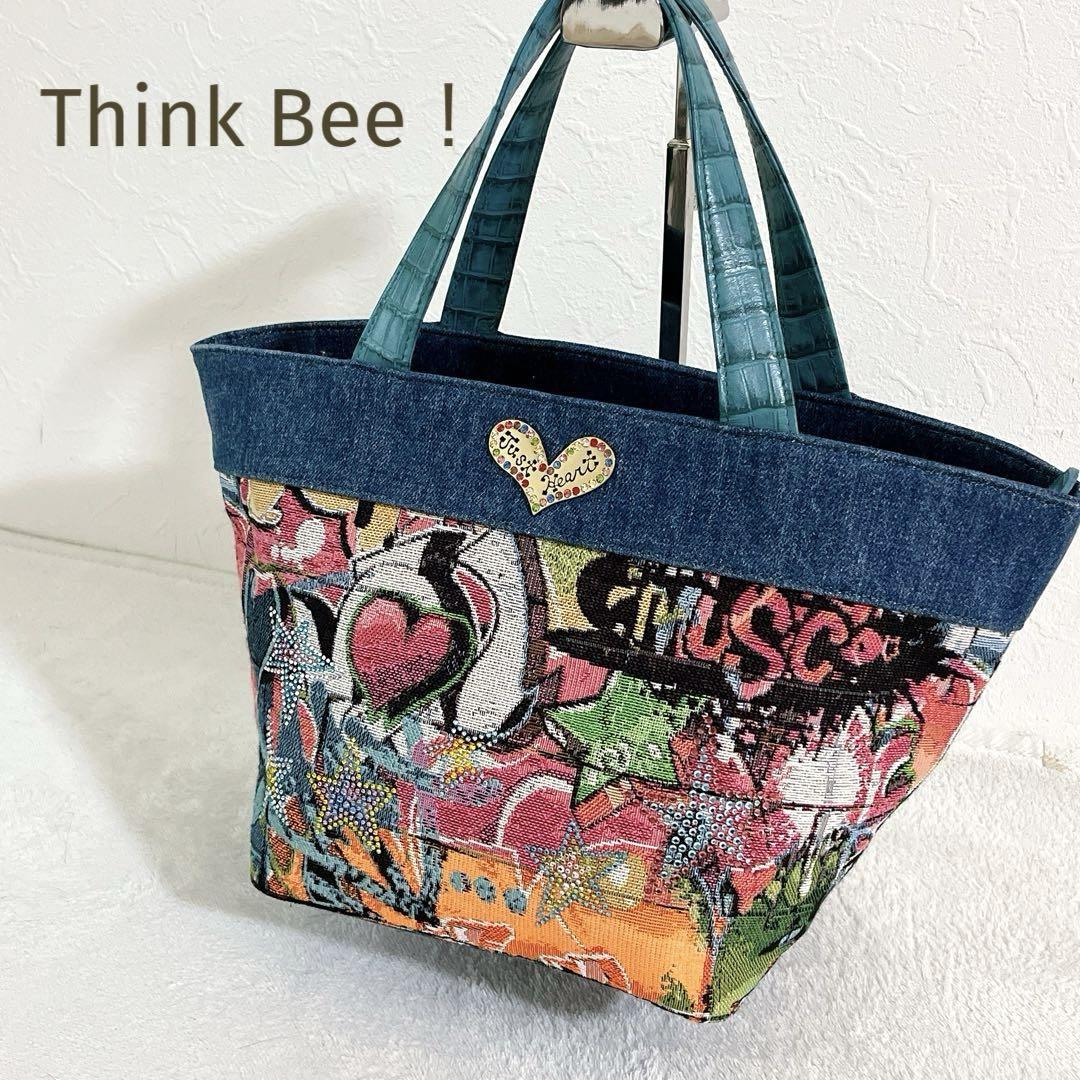 極美品★Think Bee！★ウォータールー デニムビジューハンドバッグ